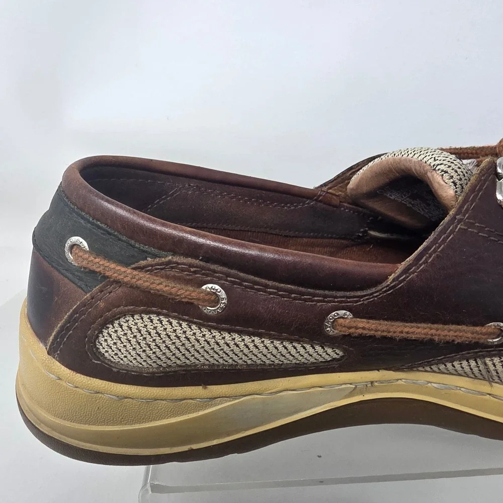 Sebago Clovehitch II Mens 9.5M Boat Shoes Walnut Brown Leather Mesh B24367 Good